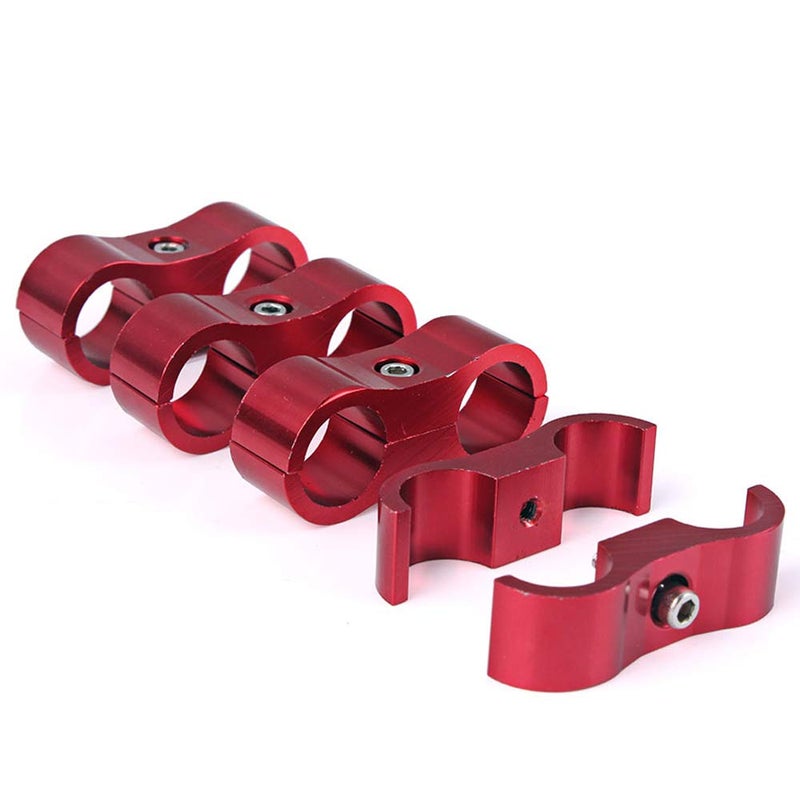 RASTP 8AN Hose Separator Clamp Aluminum Fuel Line Mounting Clamp Divider Hose Fitting Adapter Fit for 1/2 Fuel Line, Oil Line, Brake Line, Water Pipe and Gas Line,Red,4pcs - Image 2
